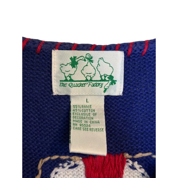 Quacker Factory Cardigan Women Large Blue Coastal Nautical Novelty Beach Ocean - Picture 4 of 7